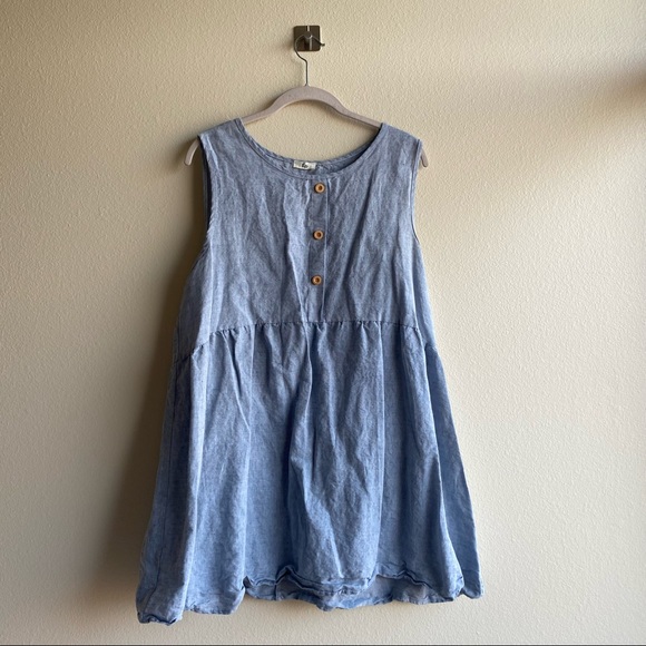 egs by éloges Blue Button-Front Tunic Top - Picture 4 of 16